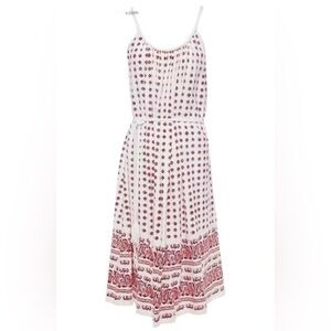 Vanessa Bruno Women Sleeveless A-line Midi Printed  Dress Coastal Boho Peasant
